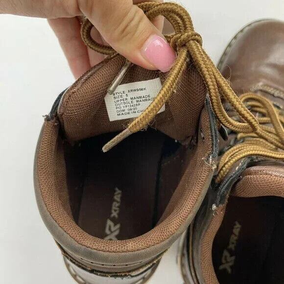Xray Footwear Jonah Brown Combat Boots Boys Size 5 Faux Leather - Picture 9 of 10